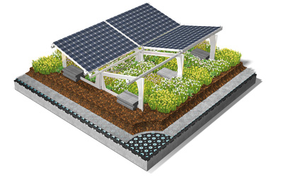 Systemgrafik Gründach und Solar