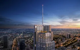 Dachgarten auf Wolkenkratzer bei Nacht